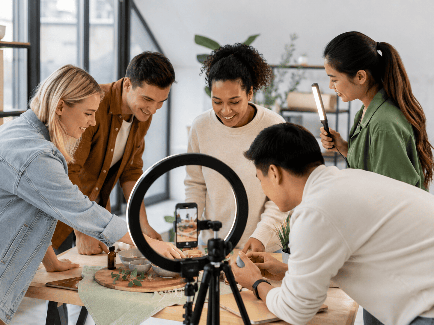 creative team working on content shoot